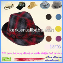 LSF03 Ningbo Lingshang Großhandelspreis Populäre Design Baumwolle Fedora fancy Hut Top Hüte